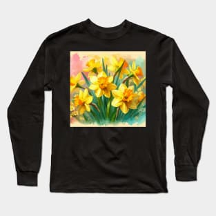 Yellow Daffodil Flowers Long Sleeve T-Shirt